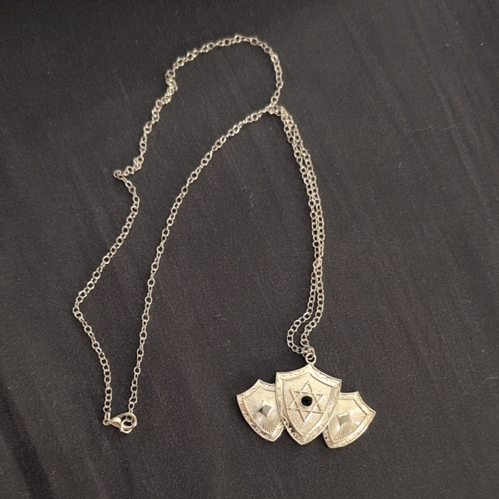 Sterling-Style Shield Pendant Necklace with Black Accent - Women Jewelry